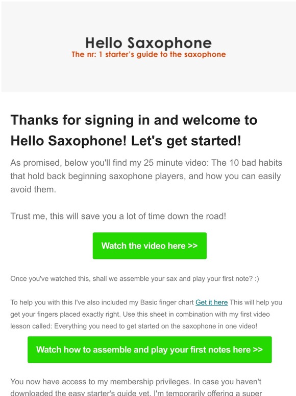 Hello Saxophone - Watch my: "10 bad habit's that hold back saxophone players" video