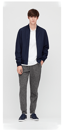 men cotton ribbed blouson