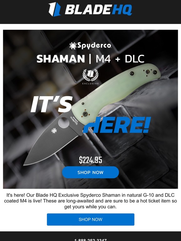 Blade HQ Source Spyderco Shaman M4 DLC Milled