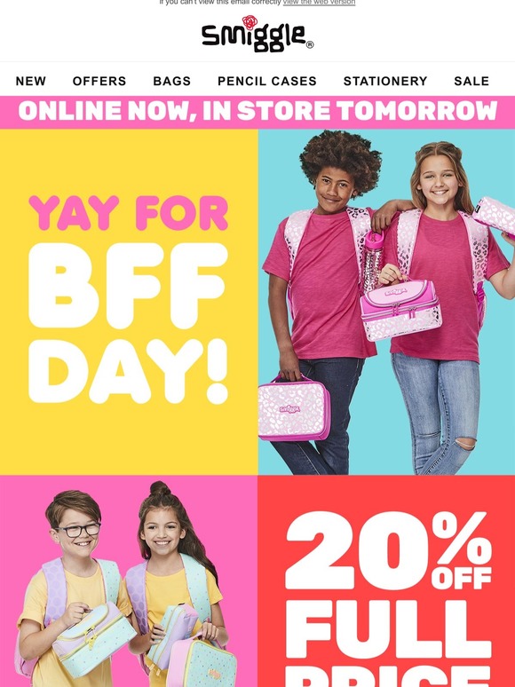 Smiggle: 👯 BFF Day is almost here! Get ready with 20% off full price ...