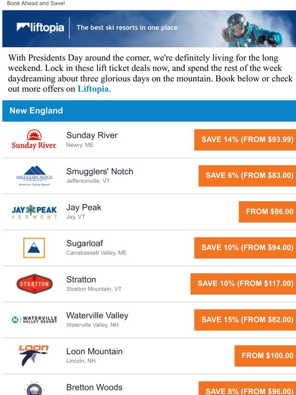 🦅Lift ticket deals for the 3-day weekend ⛷️