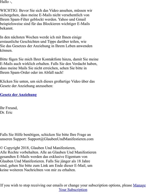 -Willkommen beim Glauben und Manifestieren-Newsletter