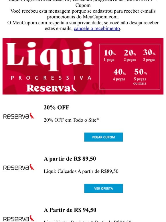 Ô Abre alas para economizar! Liqui Progressiva Reserva: Até 50% OFF + Cupom