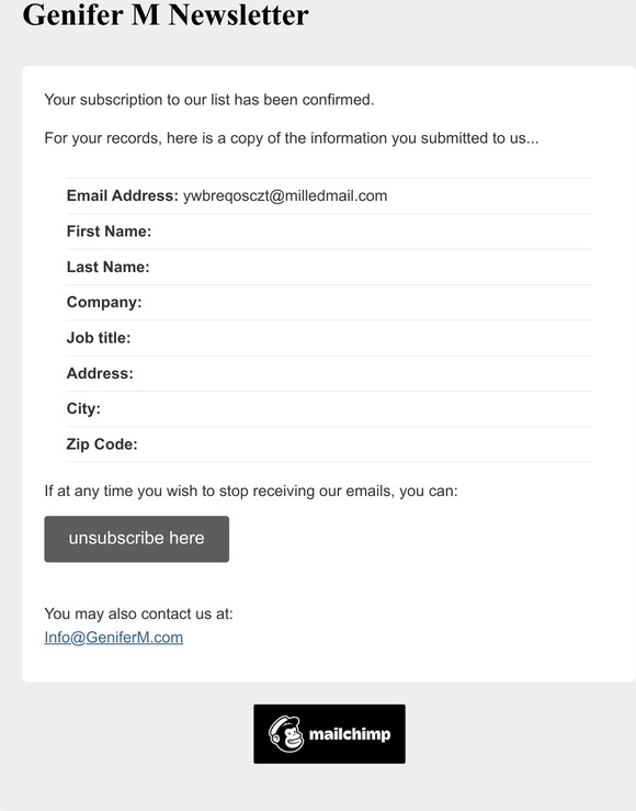 Thank you for signing up for the GENIFER M Newsletter 