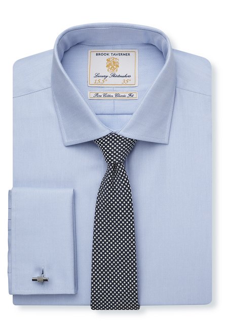 Brook Taverner Royal Oxford Check 35" Single Cuff 7766F 18.5" Collar