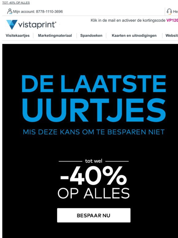 bevind zich beet ijzer VistaPrint.nl: ✶ L A A T S T E ✶ U U R T J E S ✶ S A L E ✶ TOT 40% KORTING  | Milled
