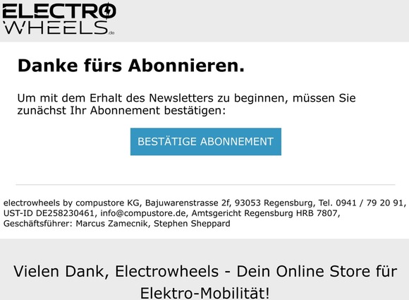 Newsletter-Abonnementbestätigung