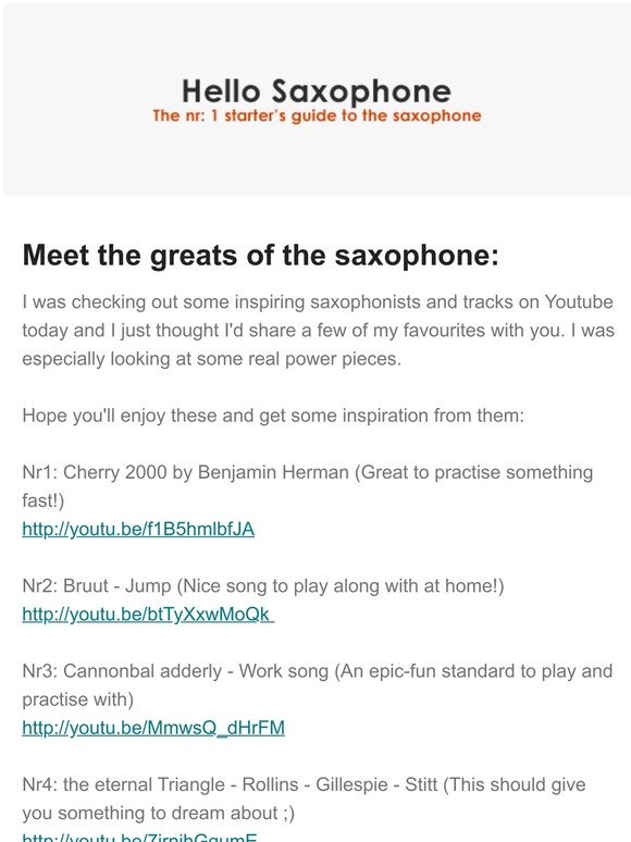 Some saxophone power-tunes to inspire you!