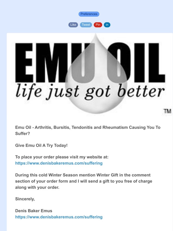 Emu Oil Denis Baker Emus Life just got better! Emu Oil Arthritis
