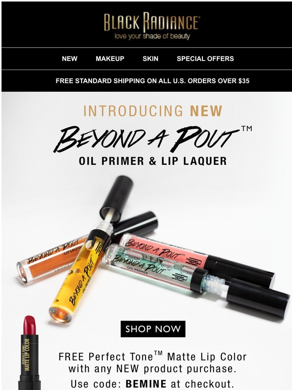 black radiance beyond a pout plumping lip lacquer