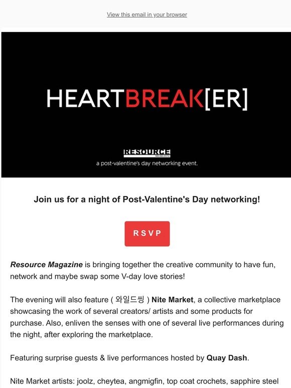 😍 Heartbreak[er] -- A Resource Event this Sunday