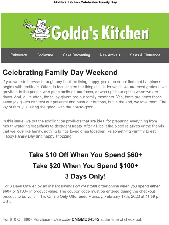A Special Offer For Family Day Weekend From Golda's Kitchen