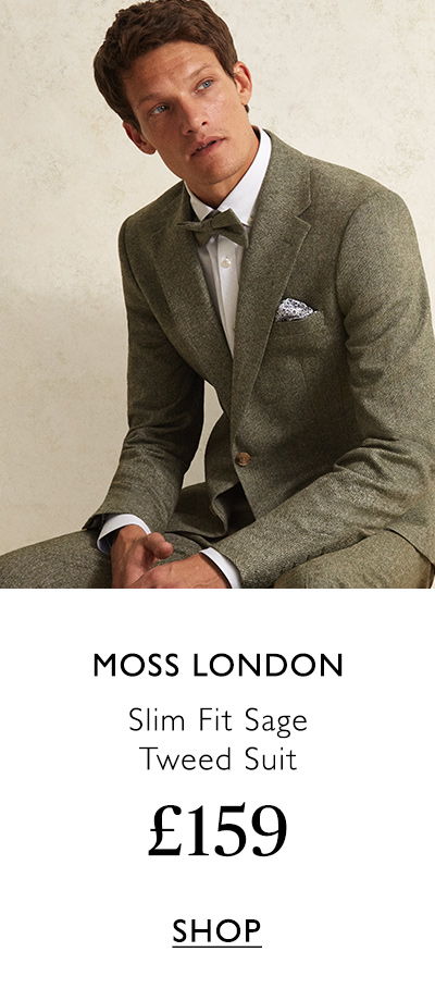 moss bros sage suit