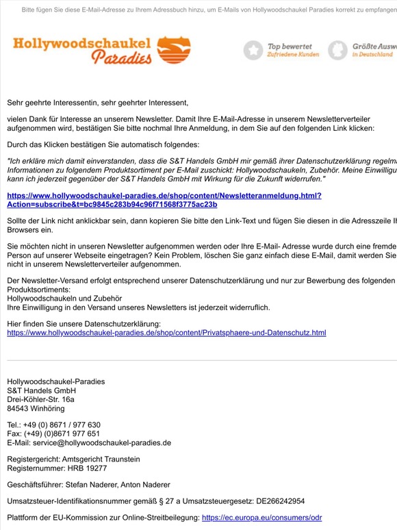 Bitte bestätigen Sie Ihre Anmeldung zu unserem Newsletter