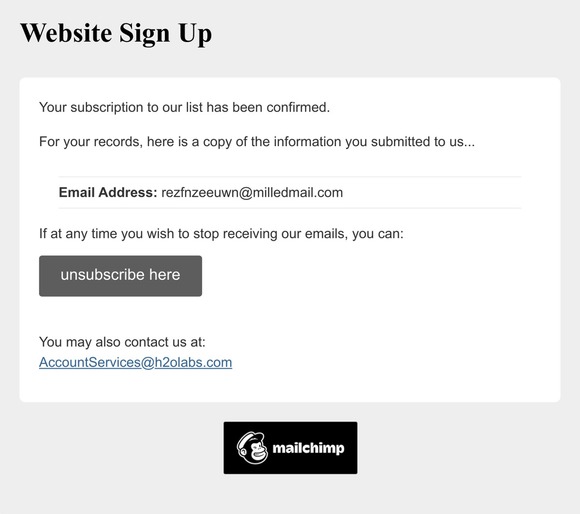 US Website Sign Up: Subscription Confirmed