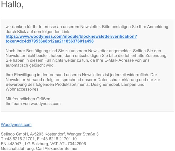 [Woodyness.com] Ihre Newsletter Anmeldung