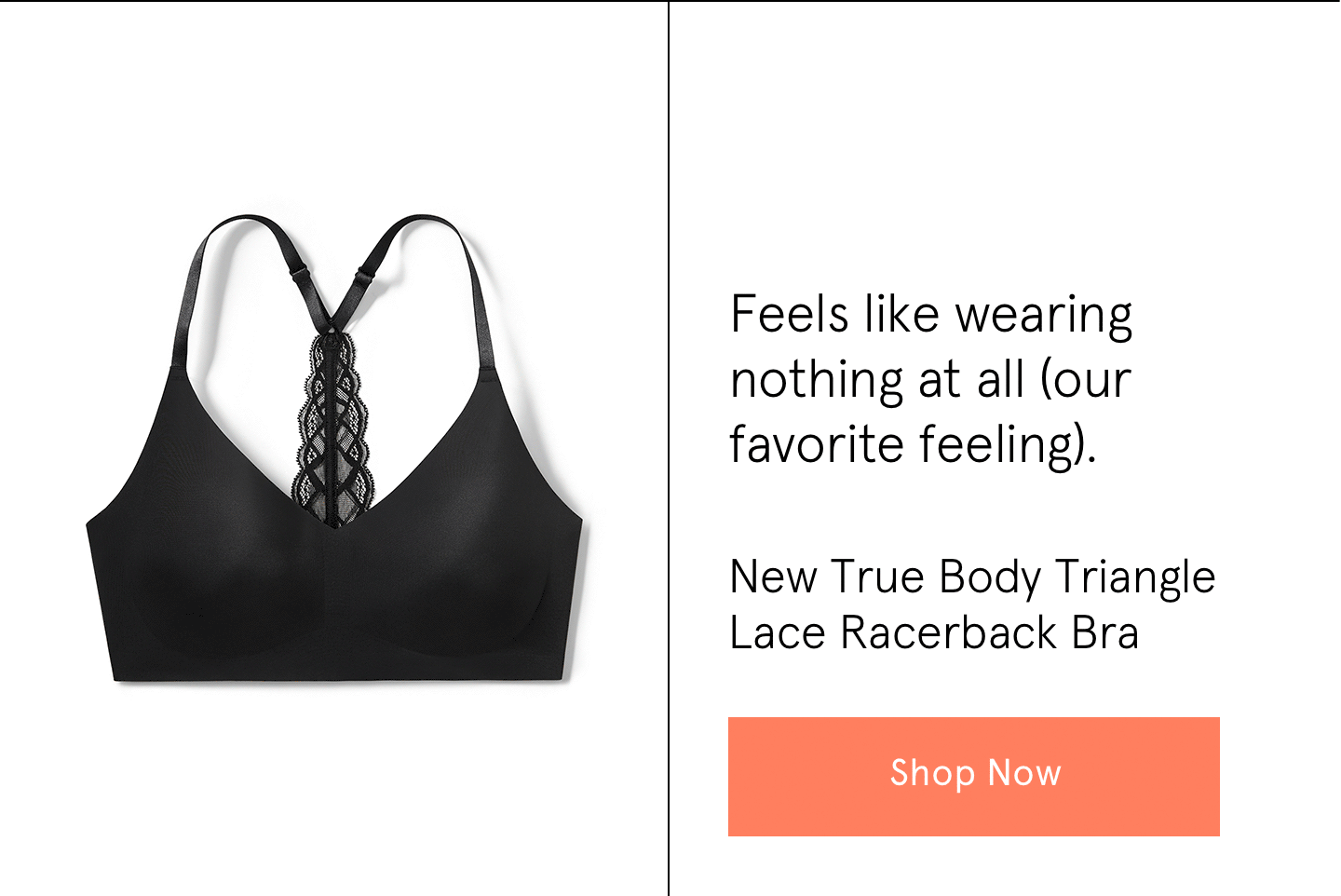 true body triangle lace racerback bra