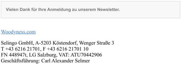 [Woodyness.com] Newsletter-Bestätigung