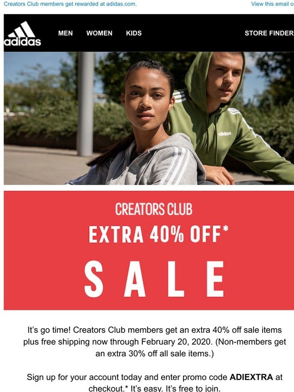 adidas email sign up code
