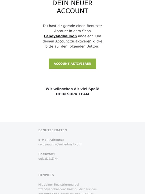 Benutzer Account aktivieren