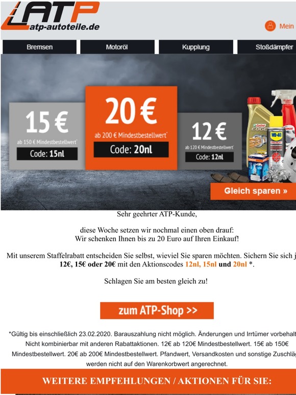 Jetzt bis zu 20€ beim Autoteilekauf sparen!