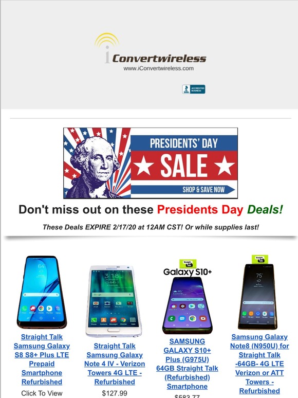 ⚠️⚠️Hurry🏃 Presidents Day Deals for STRAIGHT TALK📲: ENDING TONIGHT 2/17/20 at MIDNIGHT CST!