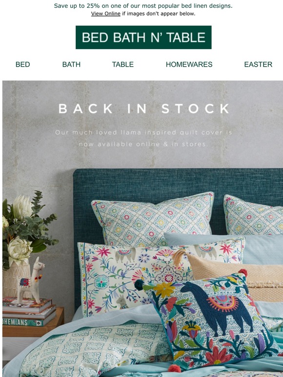 bed bath & table: BACK IN STOCK | Much loved llamas | Milled