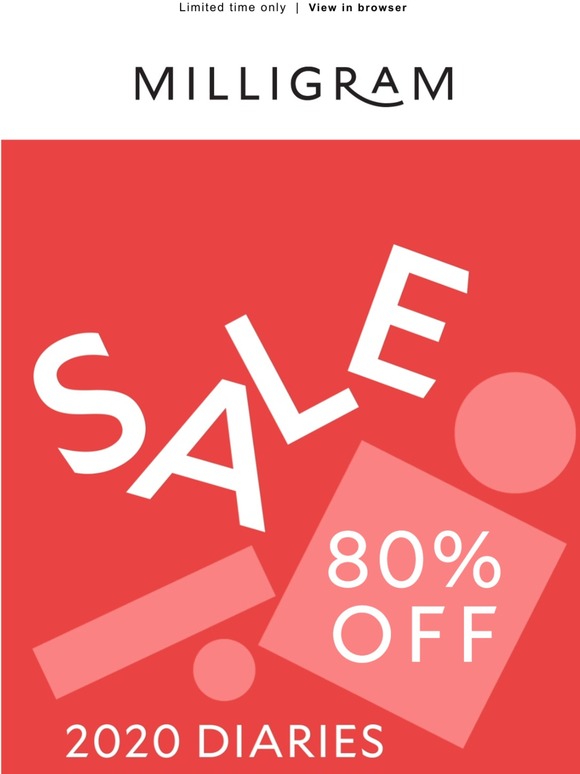 80% off all 2020 diaries