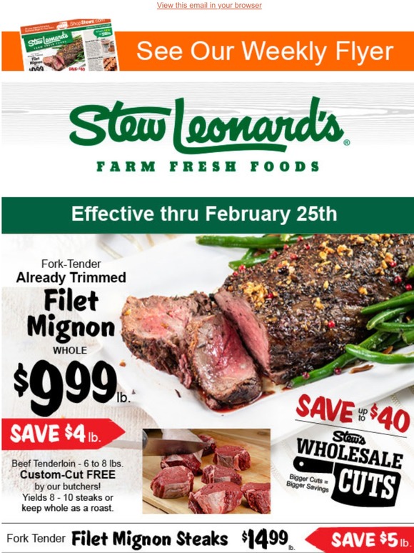 Stew Leonard's Gifts Weekly Specials Wholesale Cuts = Bigger Savings