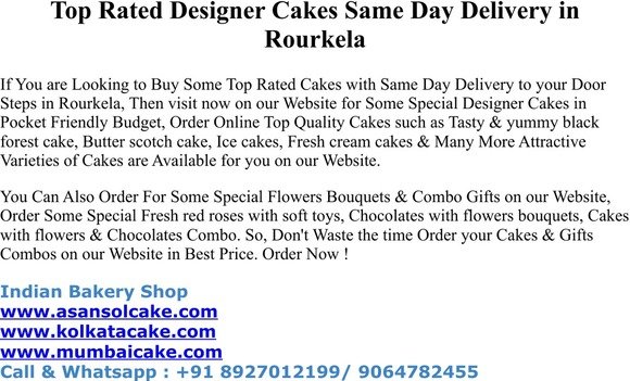 Top Rated Cakes Same day Delivery in Rourkela