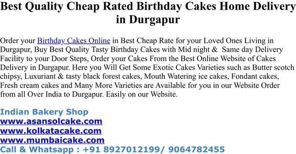 Best Quality Cheap Rated Birthday Cakes Home Delivery in Durgapur