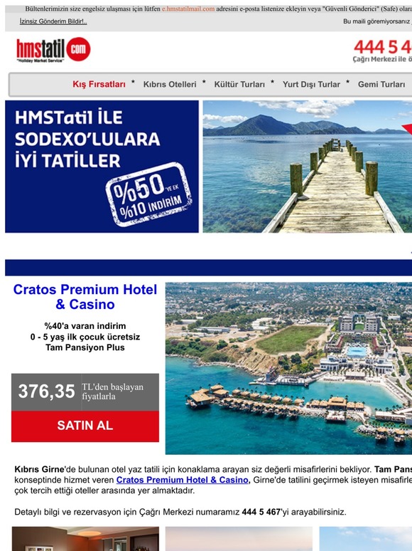 %40 indirim Cratos Premium Hotel Casino Kıbrıs'ta... Bu fırsatı kaçırmayın!