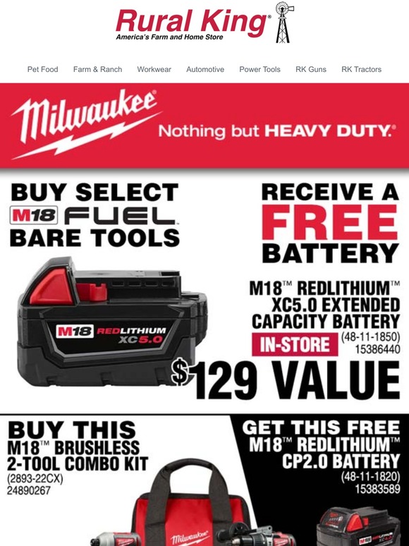 Rural Special Buys Save Big on Milwaukee Tools! Milled