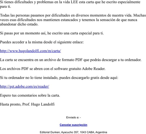 [Victima-Protagonista] Una carta personal para ti de Hugo Landolfi