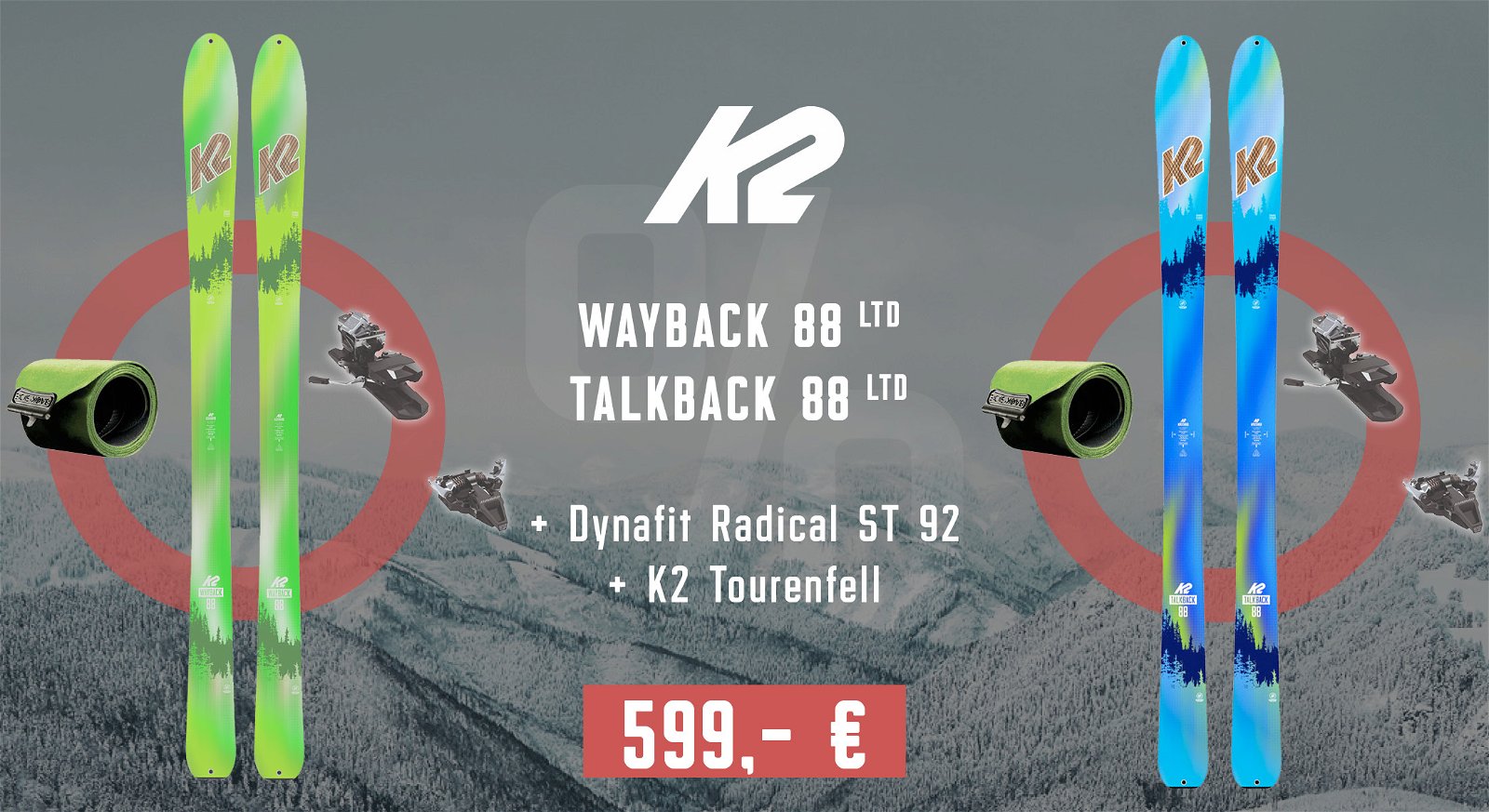 K2 Wayback 88 19/20 Skitourenset mit Bindung Dynafit ST Radical 