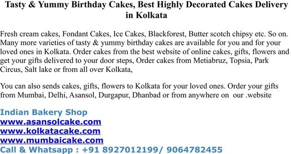 Tasty & Yummy Birthday Cakes, Best Highly Decorated Cakes Delivery in Kolkata