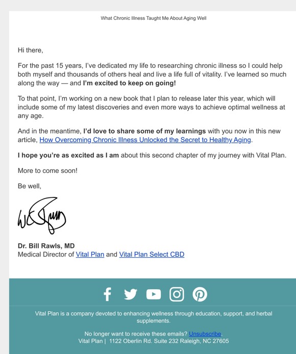 A Personal Note from Dr. Rawls