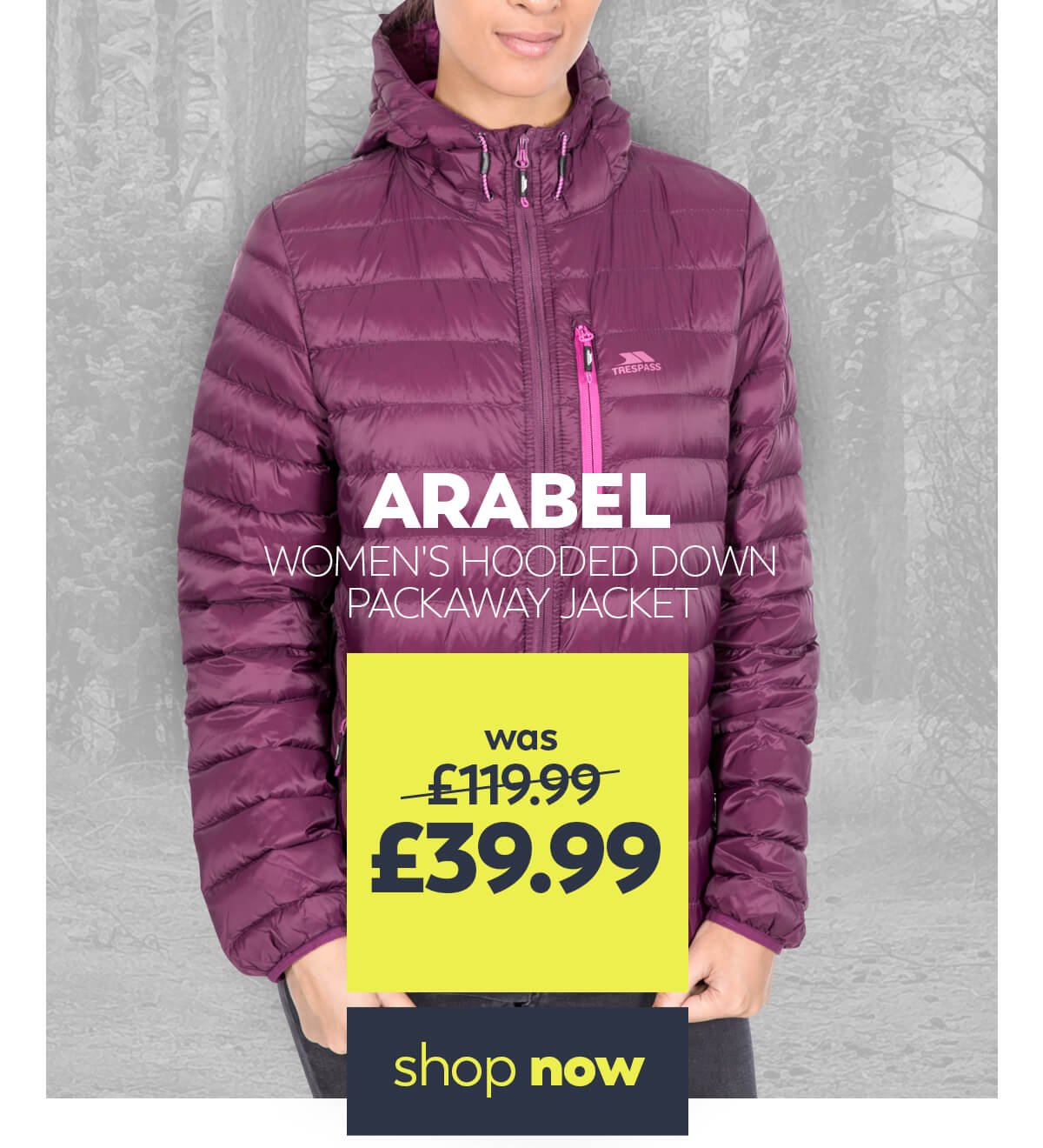 trespass arabel down jacket