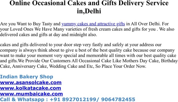 Online Occasional Cakes and Gifts Delivery Service in,Delhi