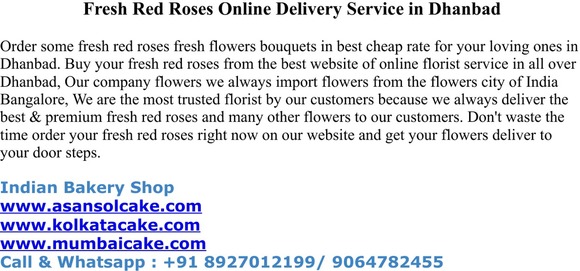 Fresh Red Roses Online Delivery Service in Dhanbad