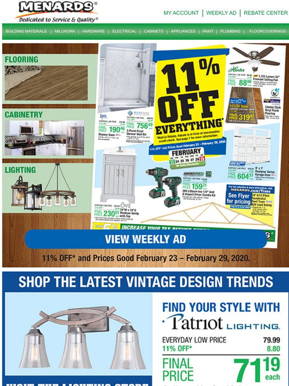 Menards 11 Off Everything!* Update Your Home Today Milled
