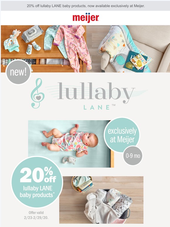 Meijer Introducing lullaby LANE Baby Exclusively at Meijer Milled