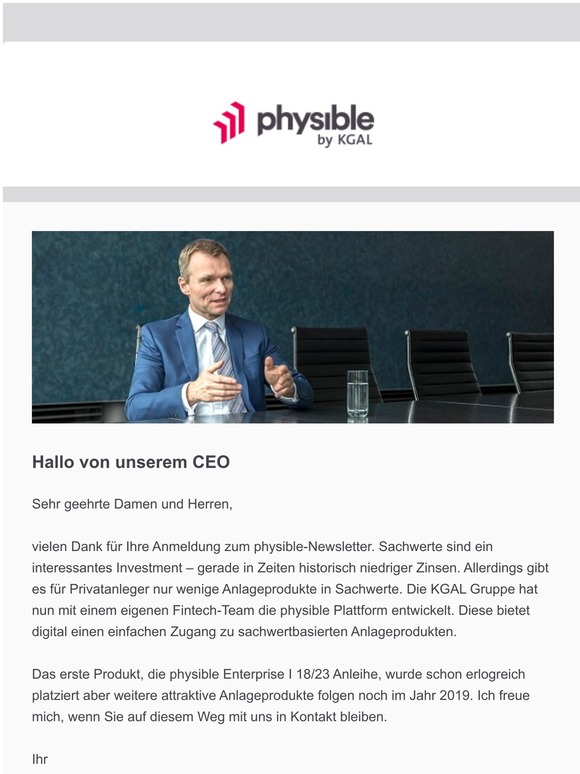 herzlichen Willkommen zum physible Newsletter!