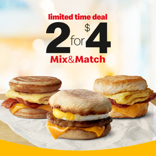 McDonald's: 2 for $4 breakfast sandwiches. For a limited time. ⏰ | Milled