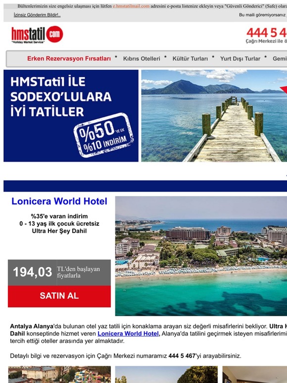 %35 indirim Lonicera World Hotel Alanya'da... Bu fırsatı kaçırmayın!