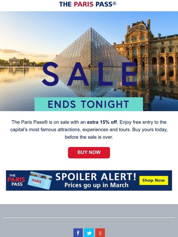 YES! Up to 15% off The Paris Pass