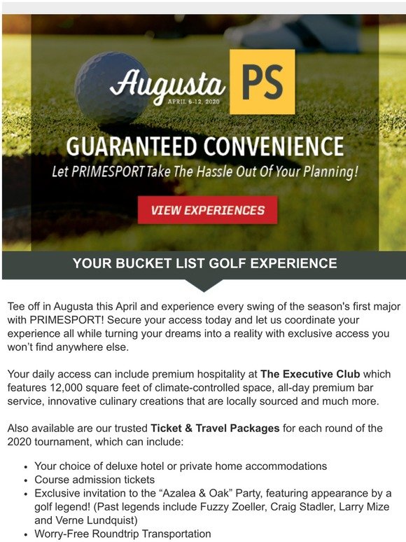 Augusta is Right Around The Corner; Secure your Access Today!
