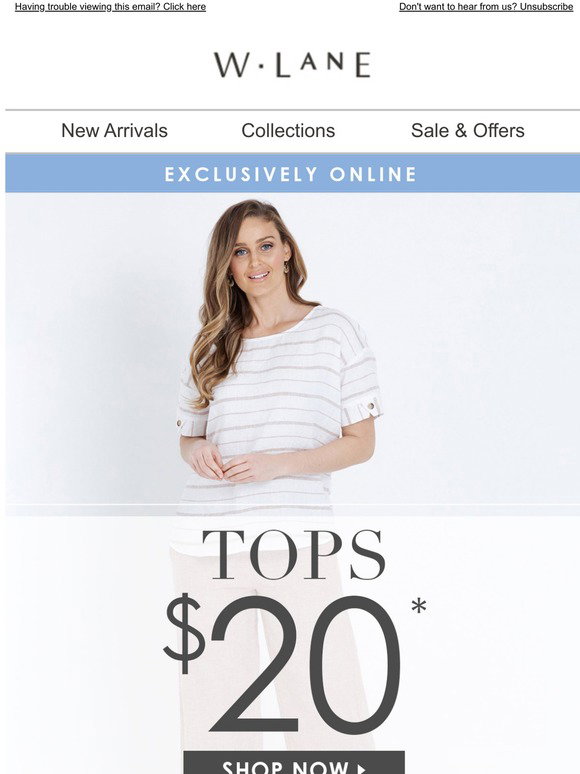 W Lane: Your Favourite Tops Just $20 