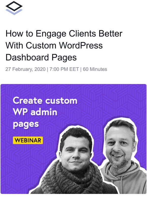 LIVE Webinar - How to engage clients better with custom WordPress admin Pages