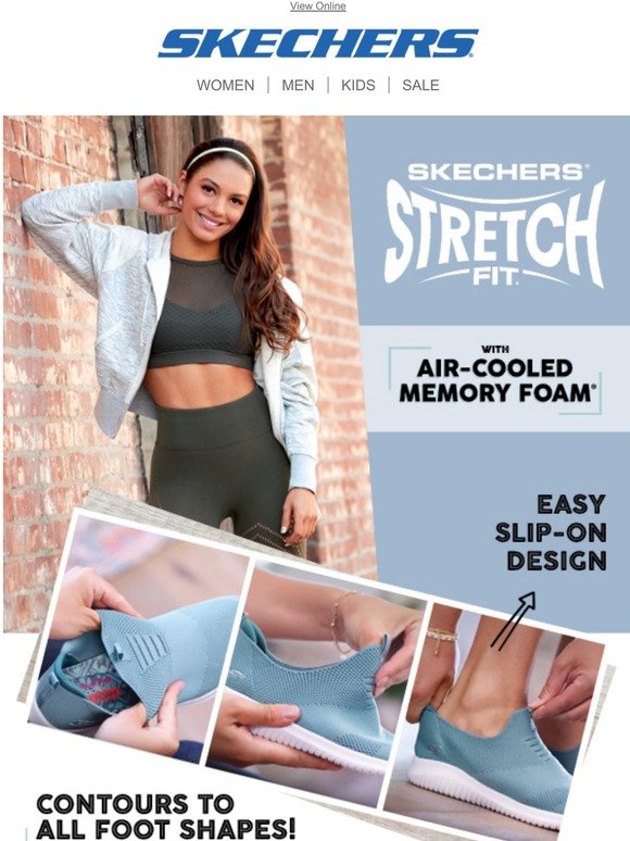 skechers air cooled memory foam stretch fit